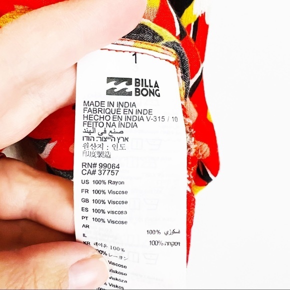 Billabong Clear Days Button Up Orange Tie Front Top - Picture 6 of 7